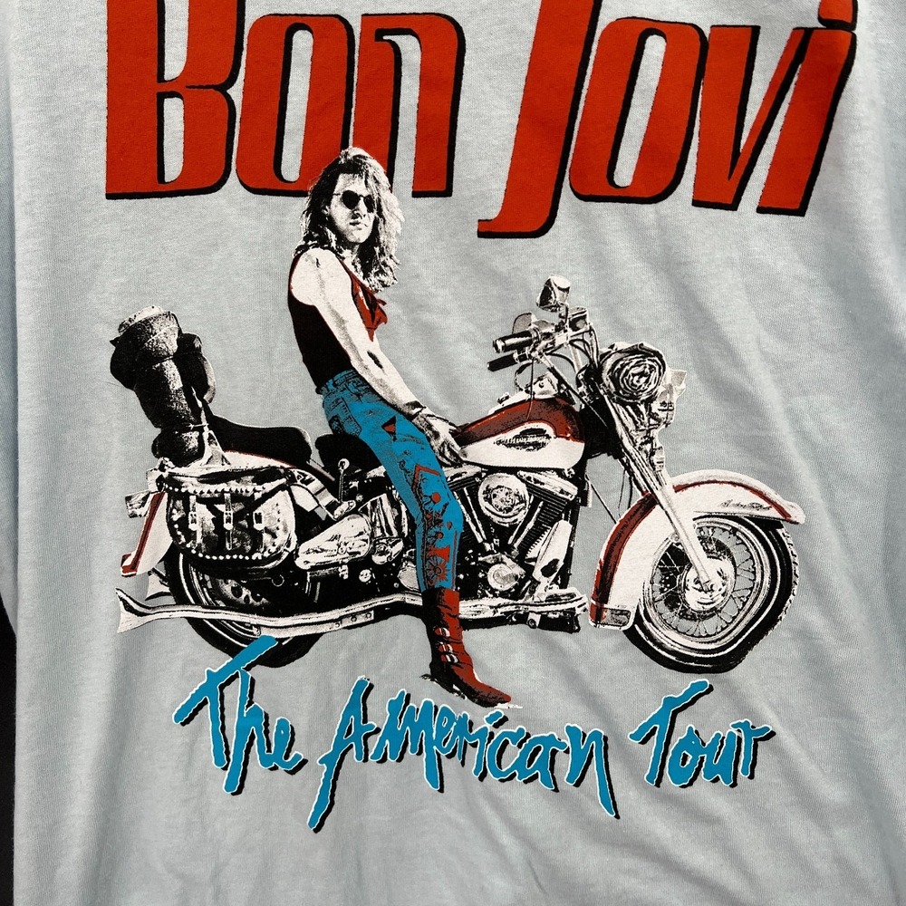 NEW Bon Jovi The American Tour graphic band t-shirt biker indie sleaze retro XS - Picture 2 of 8
